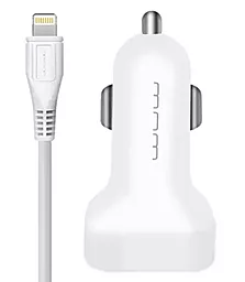 Автомобильное зарядное устройство WUW T22 2USB + USB Lightning Cable White