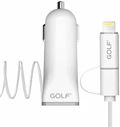 Автомобільний зарядний пристрій GOLF GF-C3 2.1A 2in1 Lightning / Micro USB White - мініатюра 2