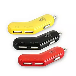 Автомобильное зарядное устройство Baseus 2USB Car charger 2.4A Yellow (flyest series) - миниатюра 11