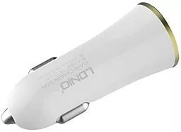 Автомобільний зарядний пристрій LDNio Double USB Car Charger + micro USB White / Gold (DL-C28) - мініатюра 2