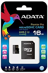 Карта памяти ADATA microSDHC 16GB Class 10 UHS-I U3 + SD-адаптер (AUSDH16GUI3CL10-R) - миниатюра 3