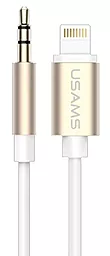 Аудио кабель Usams Aux mini Jack 3.5 mm - Lightning M/M Cable 1 м white/gold (US-SJ093)