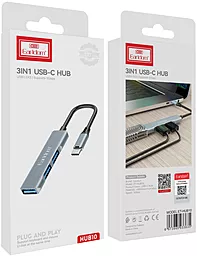 USB Type-C хаб Earldom ET-HUB10 3-in-1 USB Type-C to 3xUSB-A 3.0 Silver - миниатюра 2