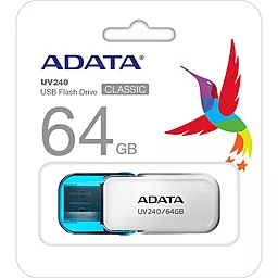 Флешка ADATA 64 GB UV240 USB 2.0 White (AUV240-64G-RWH) - миниатюра 3