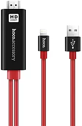 Відео перехідник (адаптер) Hoco Lightning - HDMI 2m (UA4) Black / Red