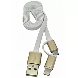Кабель USB Auzer 2в1 lightning + micro USB Cable White (AC-D1) - миниатюра 2