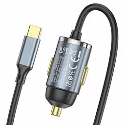 Автомобильное зарядное устройство Hoco NZ7 20W PD+QC3.0 USB Port + PD-USB-C Cable Metal Grey - миниатюра 3