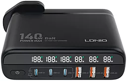 Мережевий зарядний пристрій LDNio A6140C 140W GaN PD/QC3 3xUSB-A-3xC Black - мініатюра 2