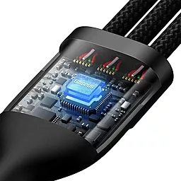 Кабель USB Baseus Flash Series 2 66w 5a 1.2m 3-in-1 USB to Type-C/Lightning/micro USB сable black (CASS0400001) - миниатюра 3