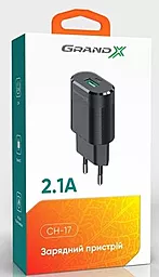 Сетевое зарядное устройство Grand-X 2.1a home charger black (CH-17) - миниатюра 4