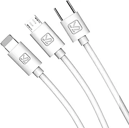 Кабель USB iKaku KSC-078 BAITONG 12w 2.8a 3-in-1 USB to micro/Lightning/Type-C cable white - миниатюра 2