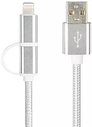 USB Кабель Optima Double Flat 2-in-1 USB Lightning/micro USB Cable Grey (C-021)