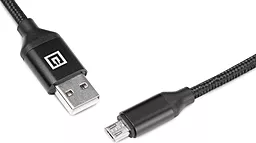 Кабель USB REAL-EL Fabric Premium 12W 2.4A 2M micro USB Cable Black (EL123500048) - миниатюра 2