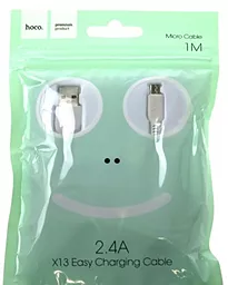 Кабель USB Hoco X13 Easy Charge micro USB Cable White - миниатюра 2