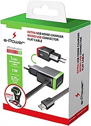 Сетевое зарядное устройство  E-Power USB Home Charger (2.1A) Black (EP502HC) - миниатюра 2