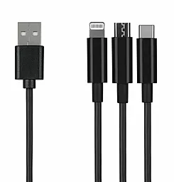USB Кабель 2E 1.2M 3-in-1 Type-C/Lightning/micro USB Cable black