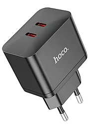 Сетевое зарядное устройство Hoco N29 Triumph PD35W 2xUSB-C Ports + USB-C to Lightning Cable Black - миниатюра 3