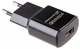 Мережевий зарядний пристрій з швидкою зарядкою Grand-X 18w QC3.0 home charger black (CH-550B) - мініатюра 3
