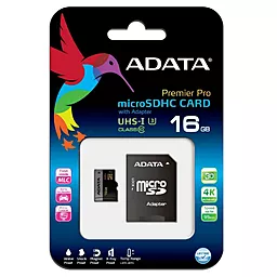 Карта памяти ADATA microSDHC 16GB Class 10 UHS-I U3 + SD-адаптер (AUSDH16GUI3CL10-RA1) - миниатюра 3