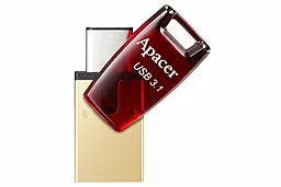 Флешка Apacer AH180 32GB Type-C Dual USB 3.1 Red (AP32GAH180R-1) - миниатюра 5