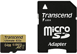 Карта памяти Transcend microSDXC 64GB Ultimate 633X Class 10 UHS-I U3 + SD-адаптер (TS64GUSDU3)