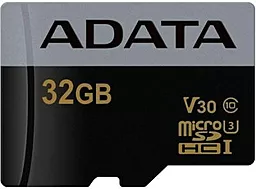 Карта пам'яті ADATA microSDHC 32GB Premier Pro Class 10 UHS-I U3 V30 (AUSDH32GUI3V30G-R)