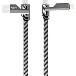 Кабель USB PD Gelius Twister GP-UCN004 60w 3a 1.2m 4-in-1 USB-A/Type-C to Lightning/Type-C cable gray - миниатюра 2