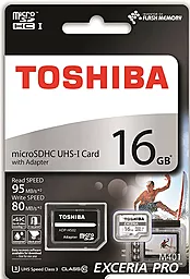 Карта памяти Toshiba microSDHC 16GB Exceria Pro Class 10 UHS-I U3 + SD-адаптер (THN-M401S0160E2)