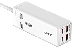 Сетевое зарядное устройство LDNio SC1418 2M 65W 2xUSB-C + 2xUSB-A PD/QC3.0 White