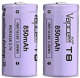 Аккумулятор Vapcell T8 16340 (CR123) Li-Ion 850mAh 3.6V Purple - миниатюра 2