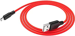 Кабель USB Hoco X21 Plus Silicone 2M micro USB Cable Black/Red - миниатюра 2