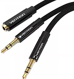 Аудио разветвитель Vention mini Jack 3.5mm 2xM/F 0.6 м cable black - миниатюра 2