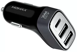 Автомобильное зарядное устройство Momax Elite Car Charger 2 USB + Type-C (5V/5.4A) Black (UC5TCD)