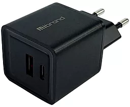 Сетевое зарядное устройство Mibrand MI-30 30W GaN USB-A-C Black (MIWC/30UCB) - миниатюра 2
