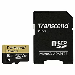 Карта памяти Transcend microSDHC 16GB Ultimate Class 10 UHS-I U3 V30 + SD-адаптер (TS16GUSDU3M)