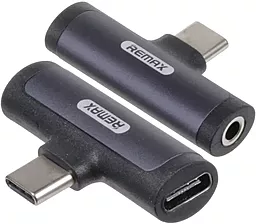Аудіо-перехідник Remax M-F USB Type-C -> Type-C + 3.5mm Black