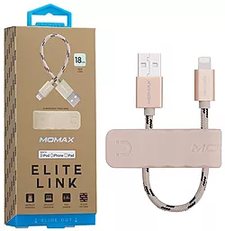 Кабель USB Momax Elit Link Lightning Cable 2.4A 18cm Gold (DL5AL) - миниатюра 6