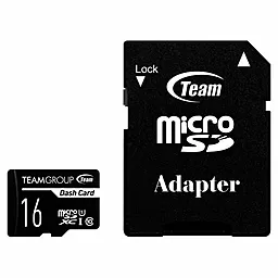 Карта памяти Team microSDHC 16GB Dash Card Class 10 UHS-I U1 + SD-адаптер (TDUSDH16GUHS03)