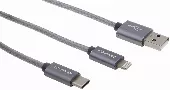 Кабель USB Awei 2in1 Lightning & Type-C Grey (CL-984) - миниатюра 2