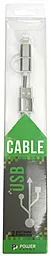 Кабель USB PowerPlant Quick Charge 2-in-1 USB Lightning/micro USB Cable Grey (KD00AS1289) - миниатюра 2