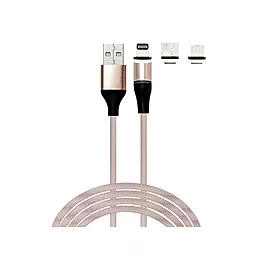 USB Кабель XoKo SC-400 Magnetic 3-in-1 USB to Type-C/Lightning/micro USB Cable rose gold (SC-400MGNT-RS)