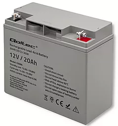 Аккумуляторная батарея Qoltec 12V 20Ah AGM Grey Case (QLT1220B)