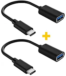 OTG-переходник XoKo AC-230 M-F USB Type-C -> USB-A 2шт Black (XK-AC230-BK2)
