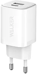Сетевое зарядное устройство Walker WH-60 30w PD/QC USB-C/USB-A ports fast charger white - миниатюра 2