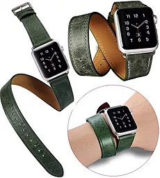 для умных часов Apple Watch iCarer Classic Genuine Leather Quadri Watch band 38mm Green - миниатюра 3