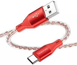 Кабель USB Borofone BX96 Ice Crystal Silicone 3a USB Type-C cable Red - миниатюра 3