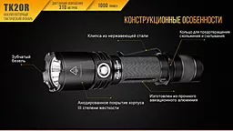Тактический набор Fenix (фонарь TK20R + тактическая кнопка + крепление на оружие + красный фильтр + аккумулятор и з/у) - миниатюра 14