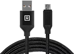 USB Кабель REAL-EL Fabric Premium 12W 2.4A 2M micro USB Cable Black (EL123500048)