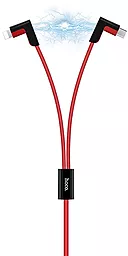 Кабель USB Hoco X12 L-shape Magnetic Absorption 2-in-1 USB Lightning/micro USB Cable Red - миниатюра 2