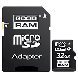 Карта памяти GooDRam microSDHC 32GB Class 4 + SD-адаптер (SDU32GHCAGRR10)